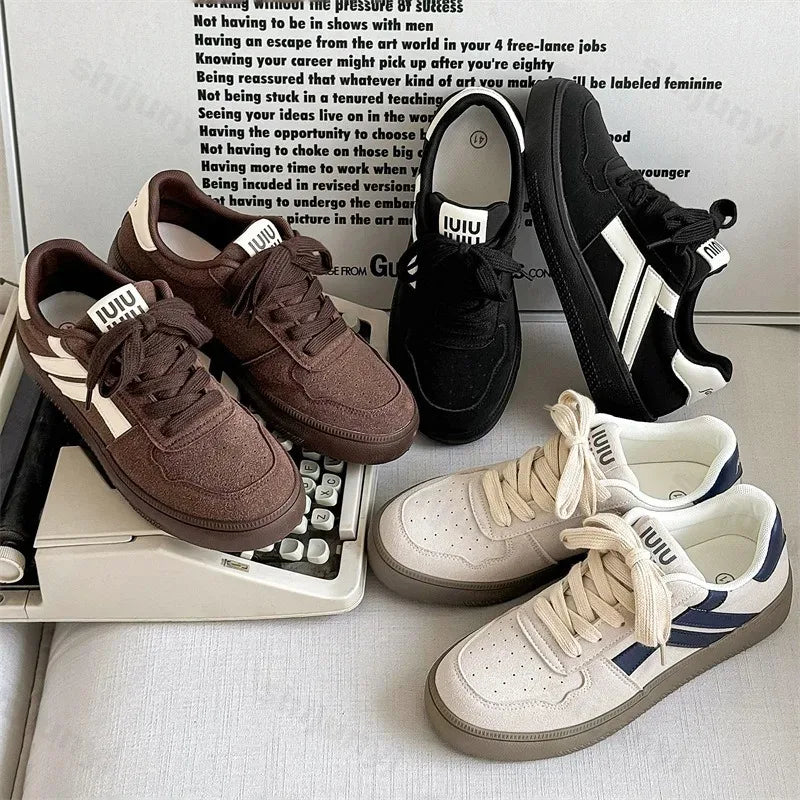 Concise Retro Thick Soled Casual Sports 2025 Spring New Fashion Trend Comfortable Non Slip Shoes Low Top Platform Sneakers