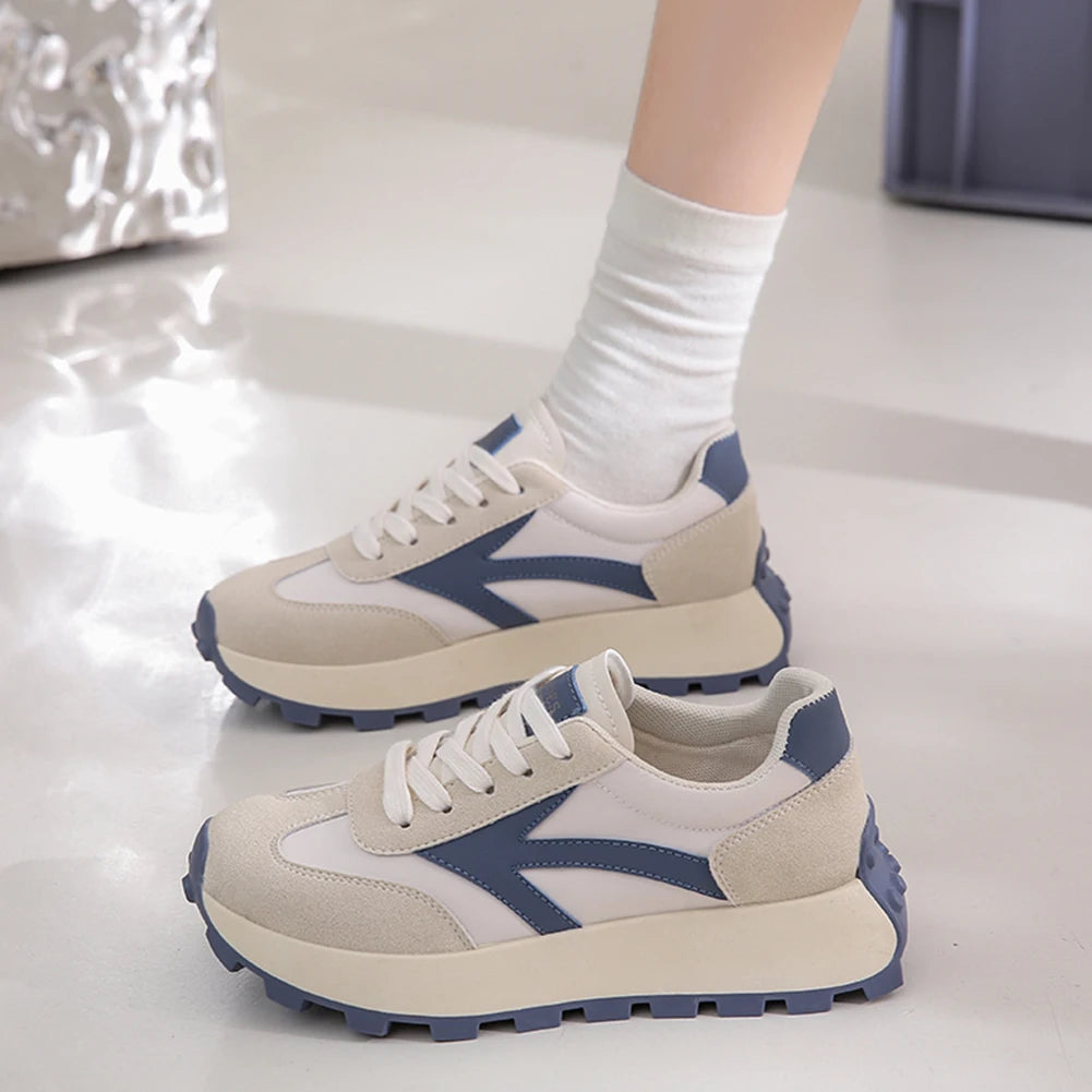 Women Lightweight Running Sneakers Comfortable Casual Walking Shoes Breathable Lace Up Sneakers Patchwork for Running Hiking