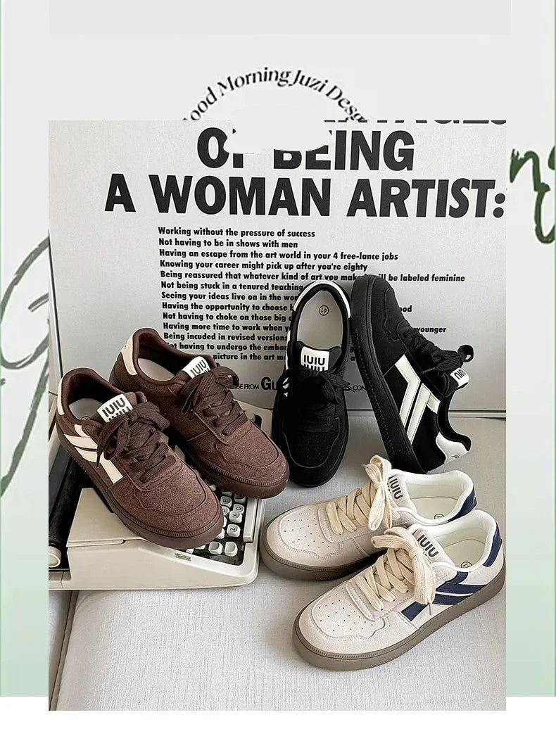 Concise Retro Thick Soled Casual Sports 2025 Spring New Fashion Trend Comfortable Non Slip Shoes Low Top Platform Sneakers