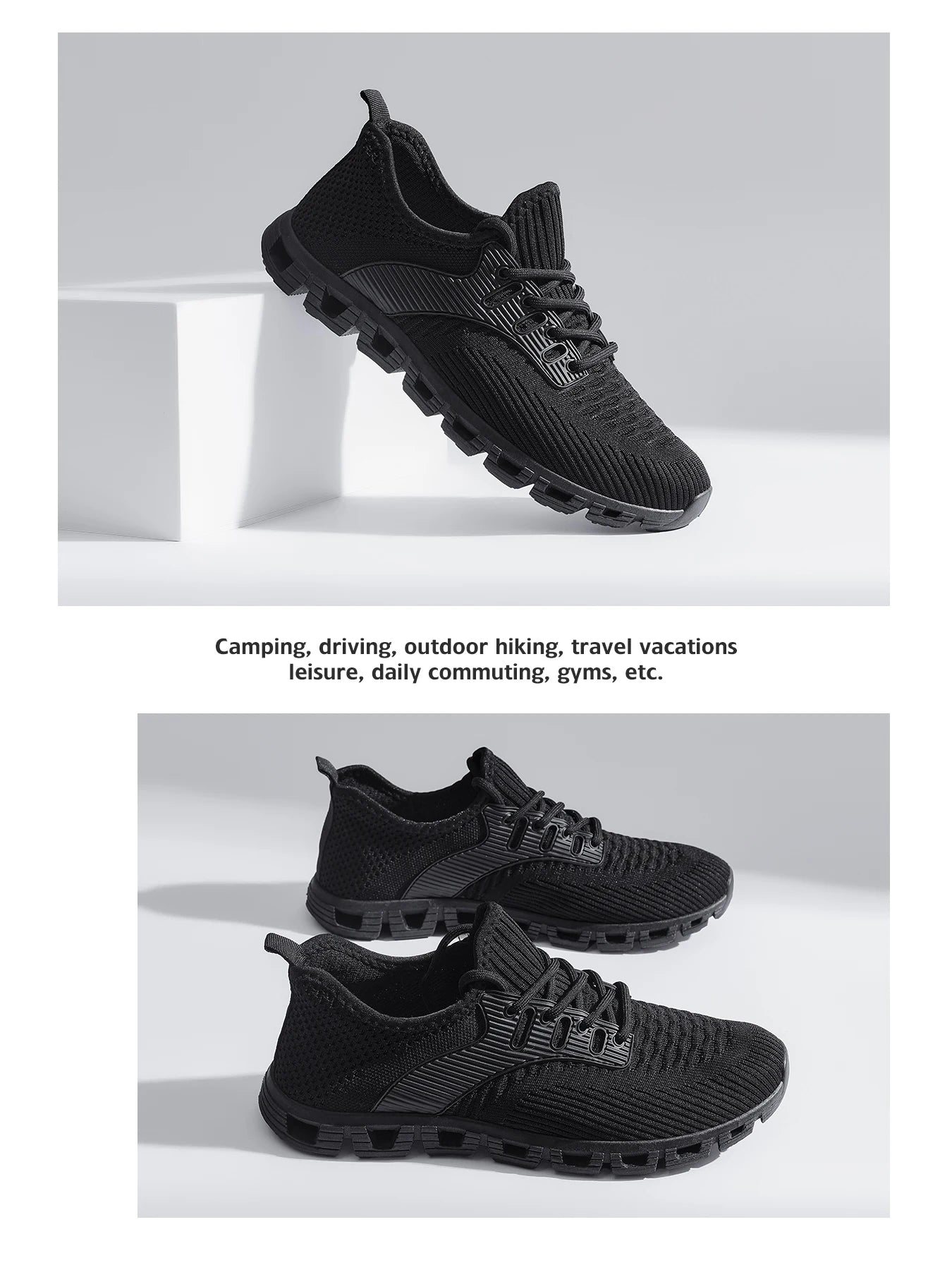 Unisex Breathable Mesh Running Shoes w/Comfort Cushion & Wide Size, Low-Top Sneakers for Jogging/Casual Sports - Durable Comfort