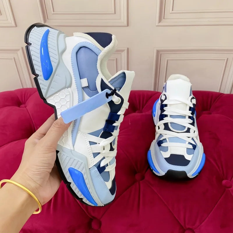 New Fashion Men Women Sneakers Comfort Breathable Round Toe Flats Thick Sole Outdoor Mixed Color Sports Casual Walking Shoes