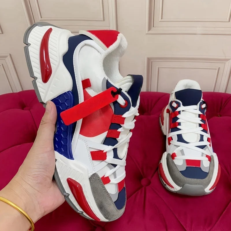 New Fashion Men Women Sneakers Comfort Breathable Round Toe Flats Thick Sole Outdoor Mixed Color Sports Casual Walking Shoes