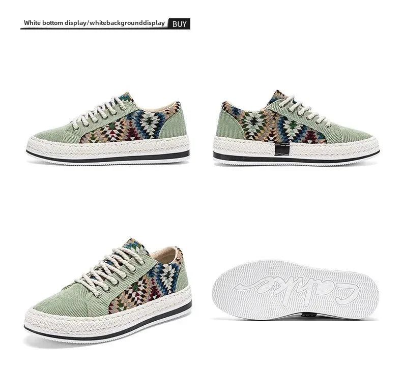 Men'S Breathable Canvas Shoes Soft Rubber Sole Casual Work Sneakers Round Toe Summer Season Patchwork