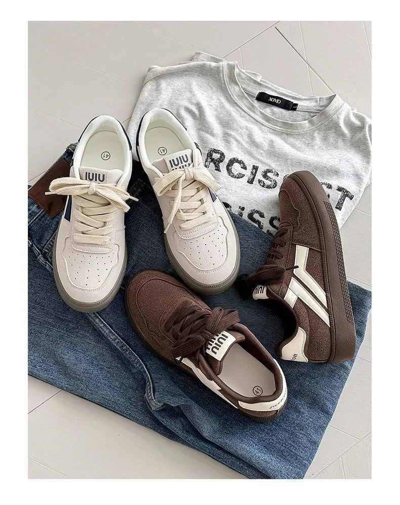 Concise Retro Thick Soled Casual Sports 2025 Spring New Fashion Trend Comfortable Non Slip Shoes Low Top Platform Sneakers
