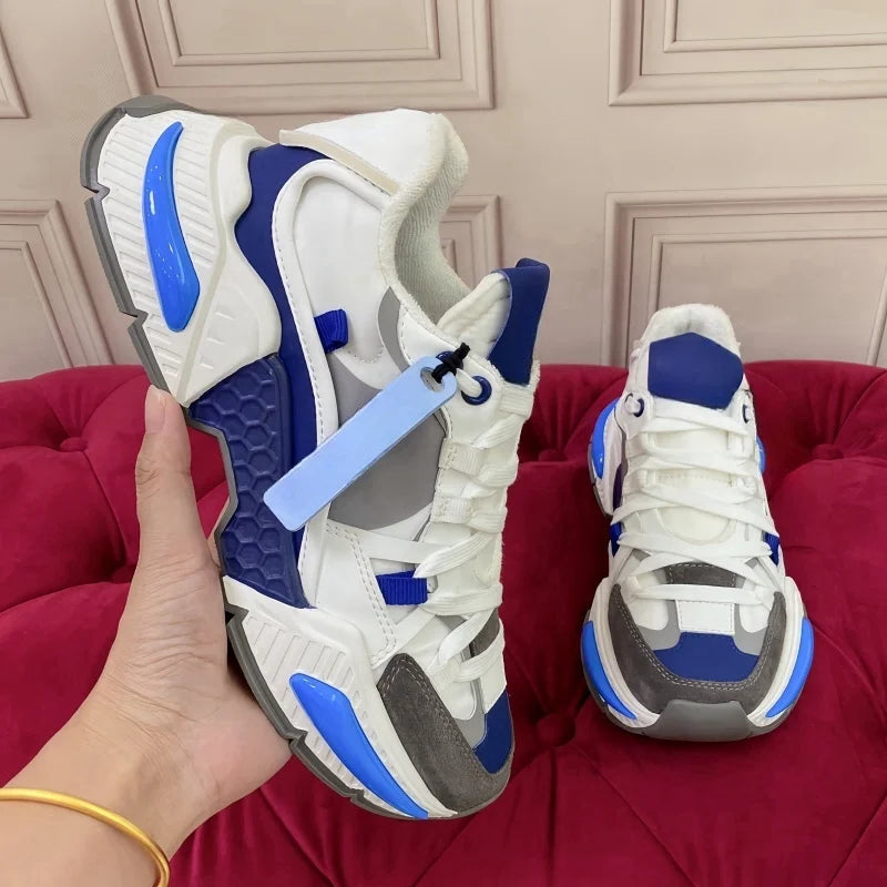 New Fashion Men Women Sneakers Comfort Breathable Round Toe Flats Thick Sole Outdoor Mixed Color Sports Casual Walking Shoes
