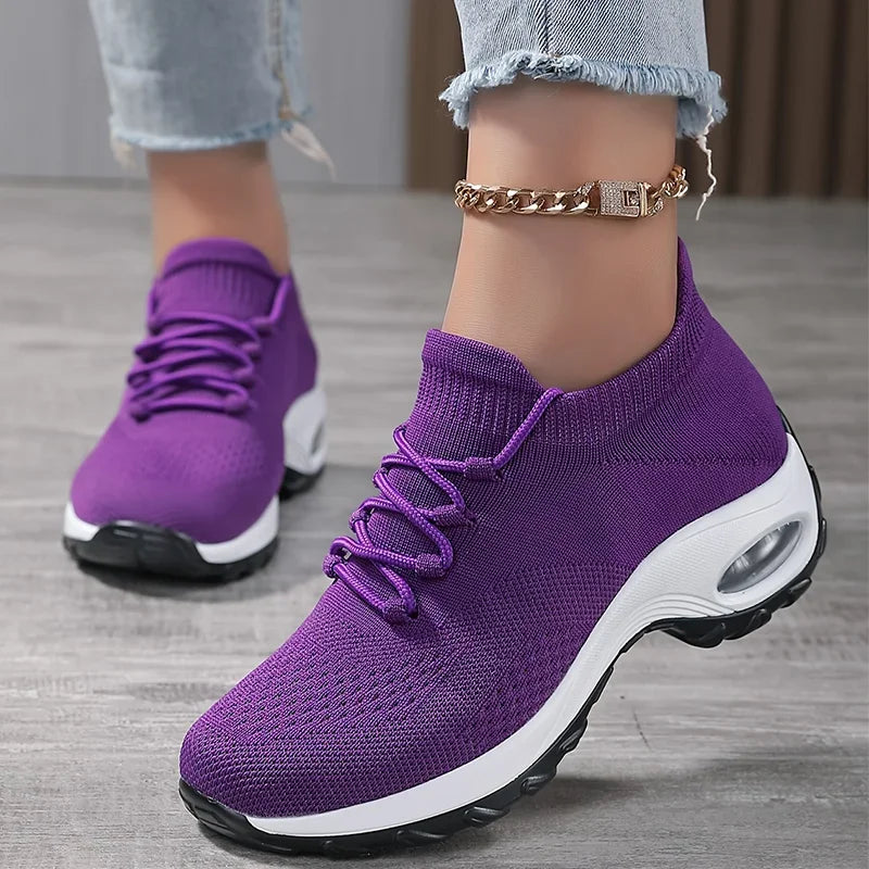 Summer Women Sneakers Outdoor Running Air Cushion Sport Shoes Increase Height Breathable Walk Shoes