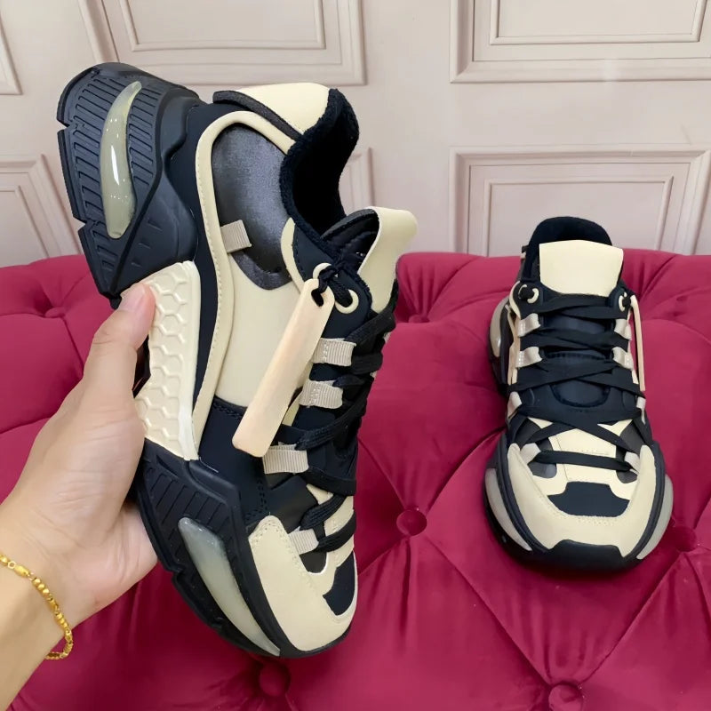 New Fashion Men Women Sneakers Comfort Breathable Round Toe Flats Thick Sole Outdoor Mixed Color Sports Casual Walking Shoes