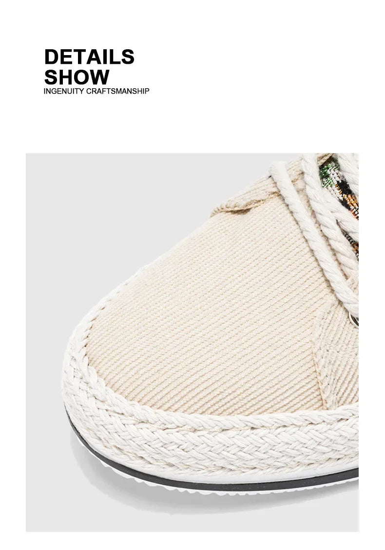Men'S Breathable Canvas Shoes Soft Rubber Sole Casual Work Sneakers Round Toe Summer Season Patchwork