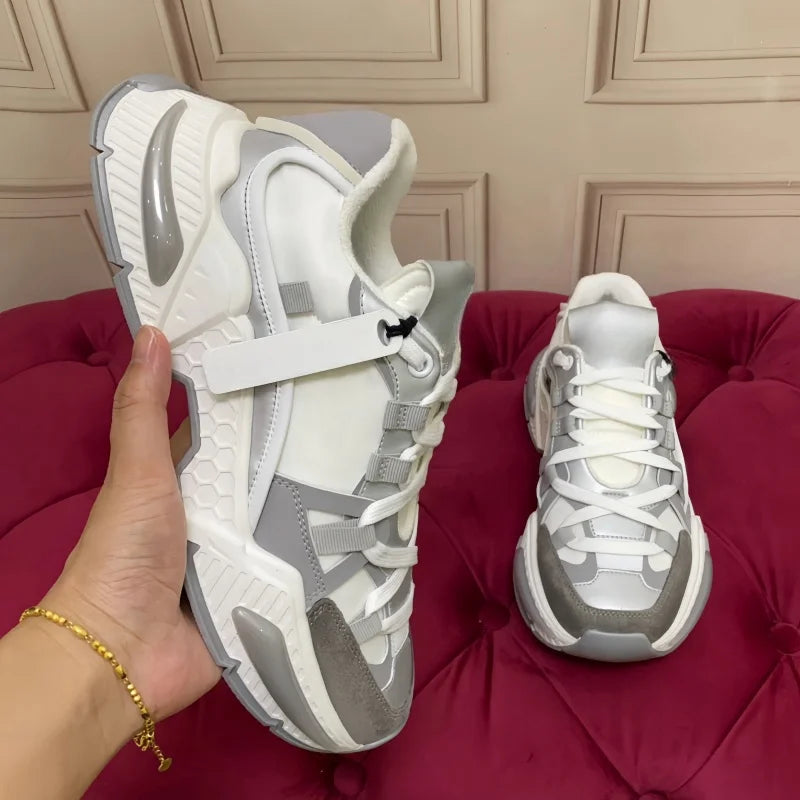 New Fashion Men Women Sneakers Comfort Breathable Round Toe Flats Thick Sole Outdoor Mixed Color Sports Casual Walking Shoes