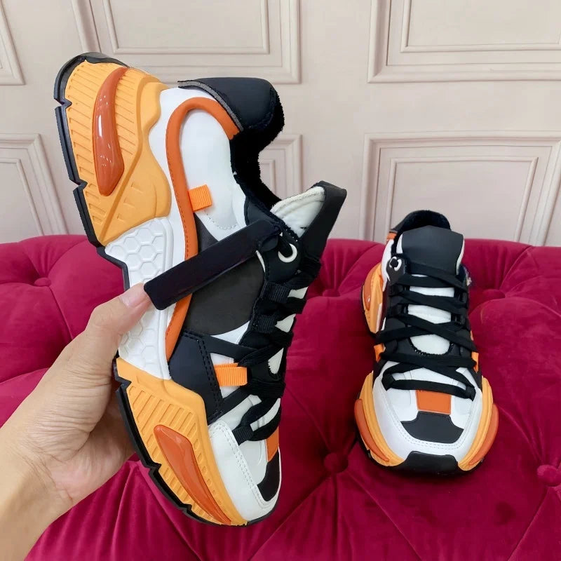 New Fashion Men Women Sneakers Comfort Breathable Round Toe Flats Thick Sole Outdoor Mixed Color Sports Casual Walking Shoes