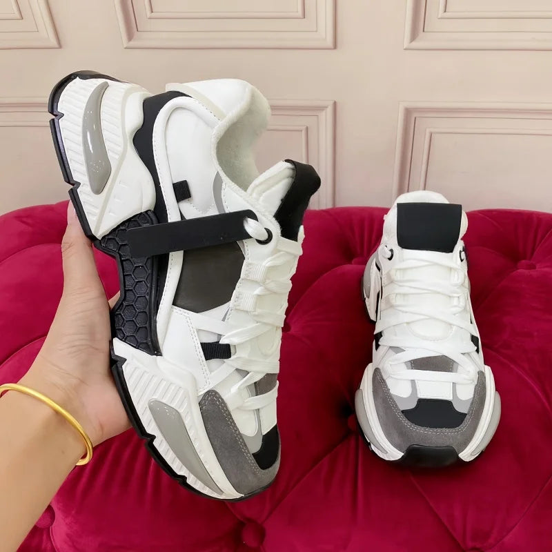 New Fashion Men Women Sneakers Comfort Breathable Round Toe Flats Thick Sole Outdoor Mixed Color Sports Casual Walking Shoes