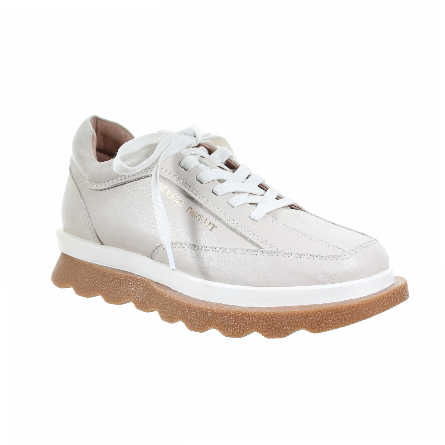 Double Layer Beige Leather Sneakers