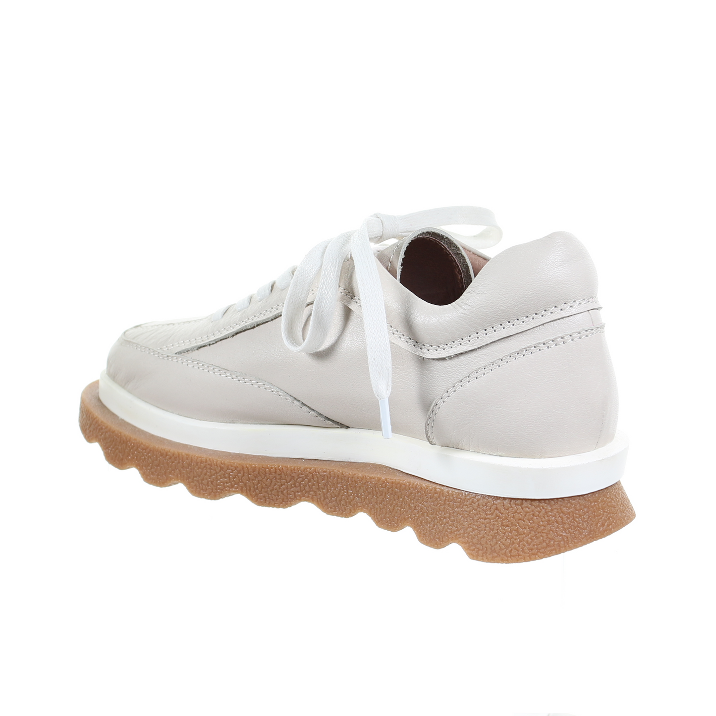 Double Layer Beige Leather Sneakers