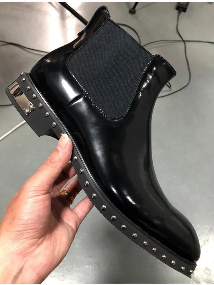 Luxury Rivet Chelsea Boots