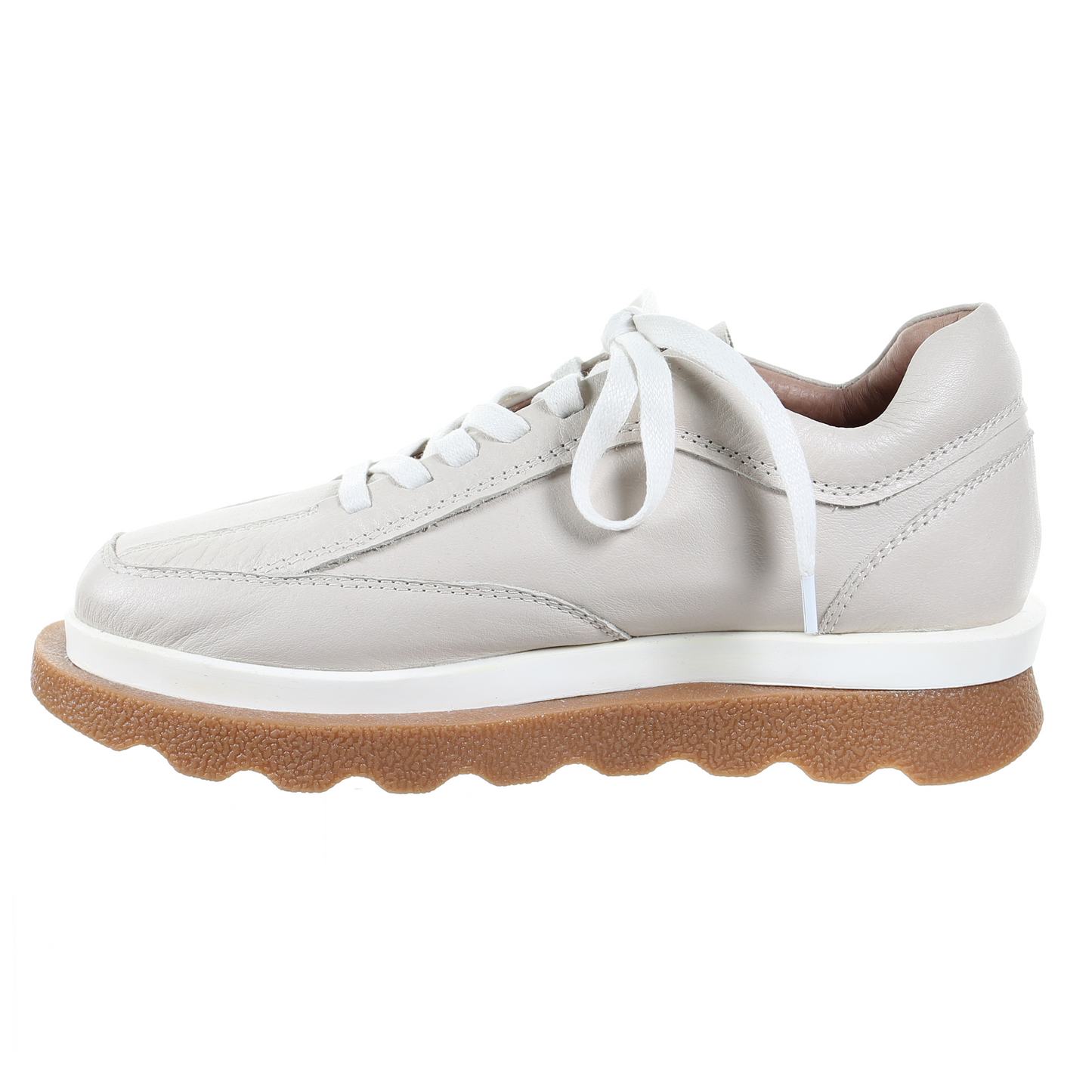 Double Layer Beige Leather Sneakers