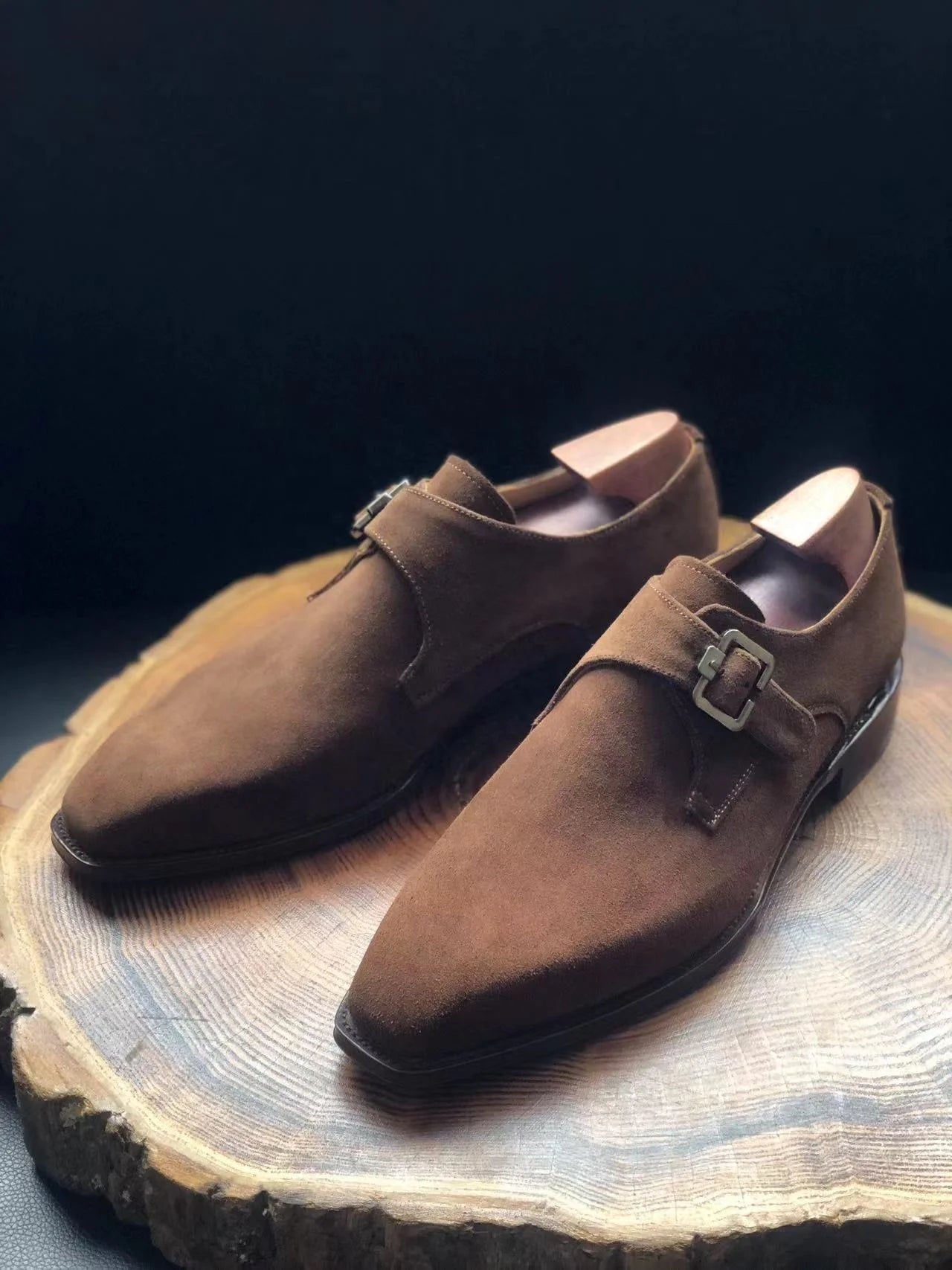 Men's Handmade Suede Monk Shoes