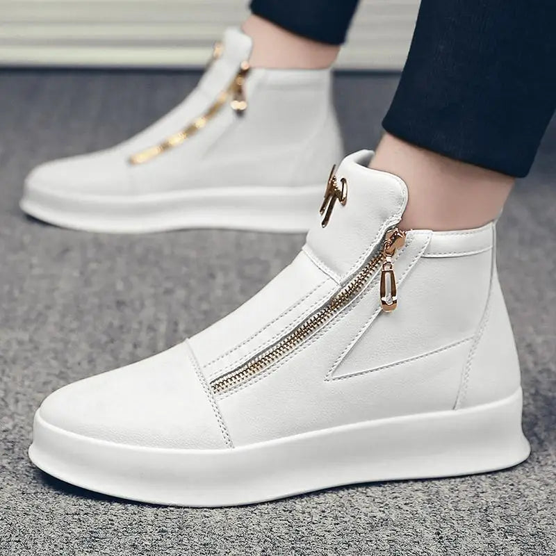 High-Top White Boots