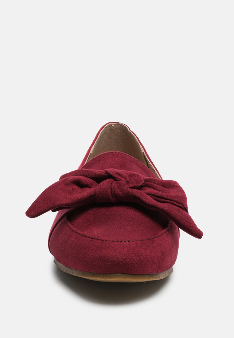 Women's Bow Detail Faux Suede Loafers