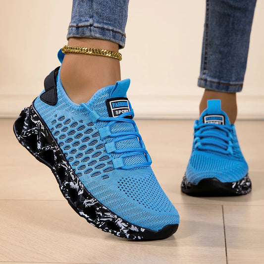 Running shoes for men and women, lightweight mesh, breathable and comfortable, flat and soft tennis shoes for couples