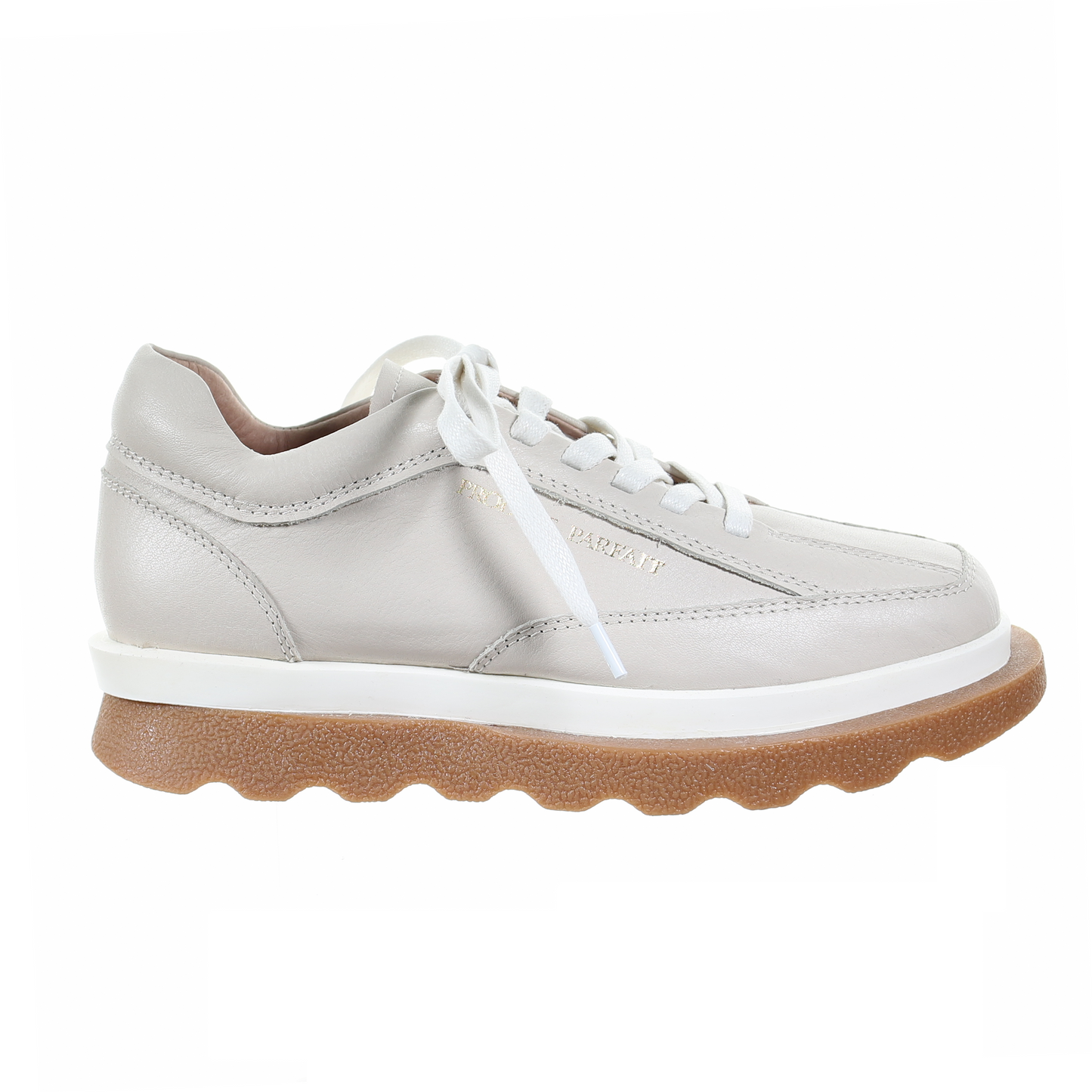 Double Layer Beige Leather Sneakers