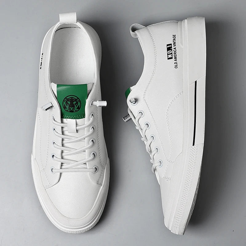 Handmade Leather White Sneakers