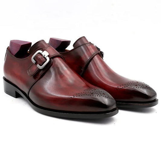 Men's Handmade Monk Leather Shoes