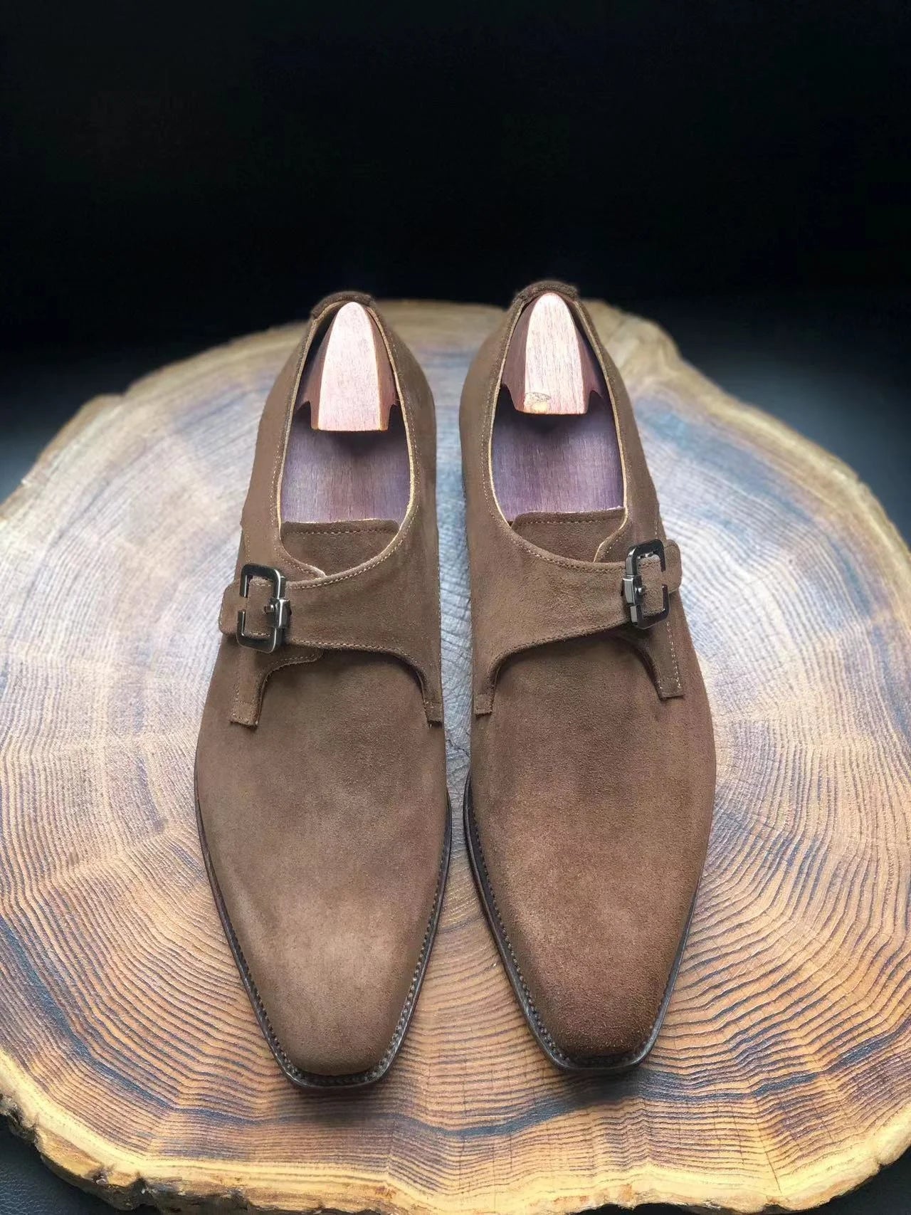 Men's Handmade Suede Monk Shoes