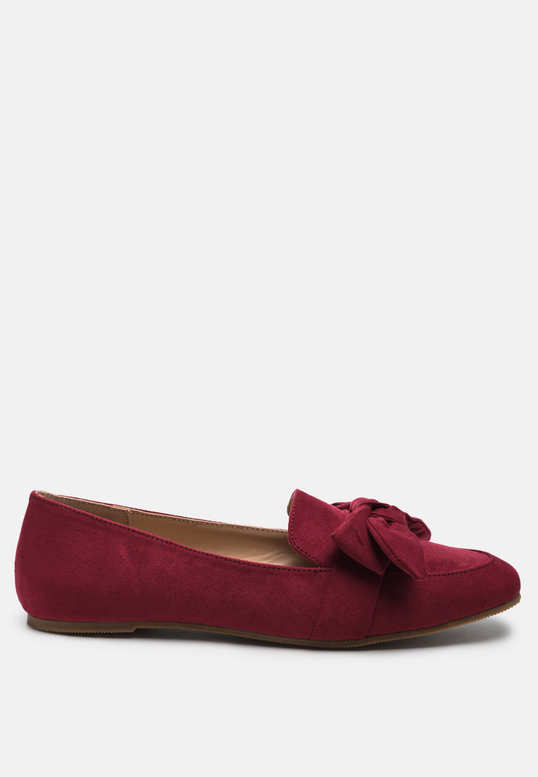 Women's Bow Detail Faux Suede Loafers